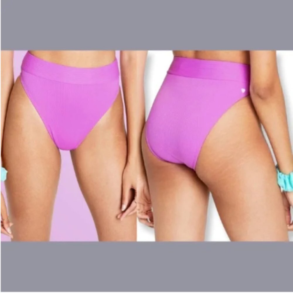 NEW Stoney Clover Lane X Target High-Waist Ribbed Bikini Bottom Purple XXS 00